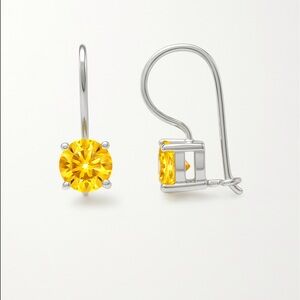 1.05 ctw Natural Citrine Sterling Silver Leverback Hook Earrings